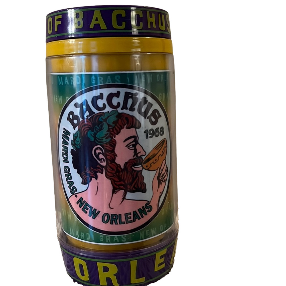 Krewe of Bacchus 1968 insulated mug with light up logo